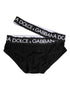 Dolce & Gabbana Black Cotton Elastic Logo Waistband Swimwear